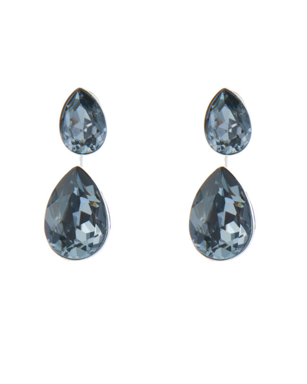 Crystal Silver Night Earrings with two versatile wearing options